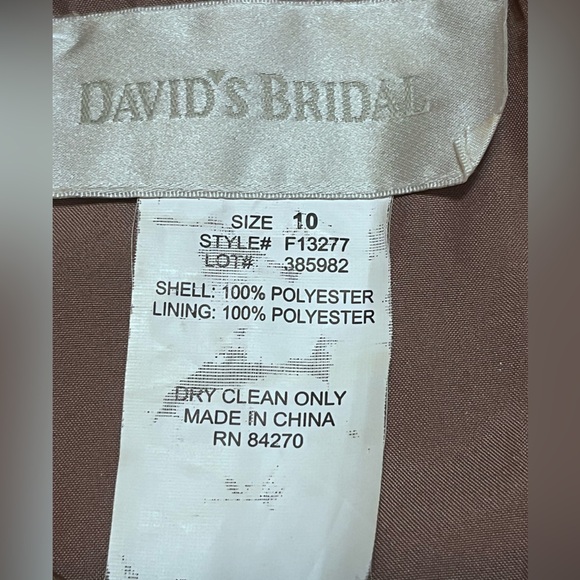 David’s Bridal Dress 10 Champagne Satin Halter Ruched Bust Wedding Guest Formal - Picture 2 of 7